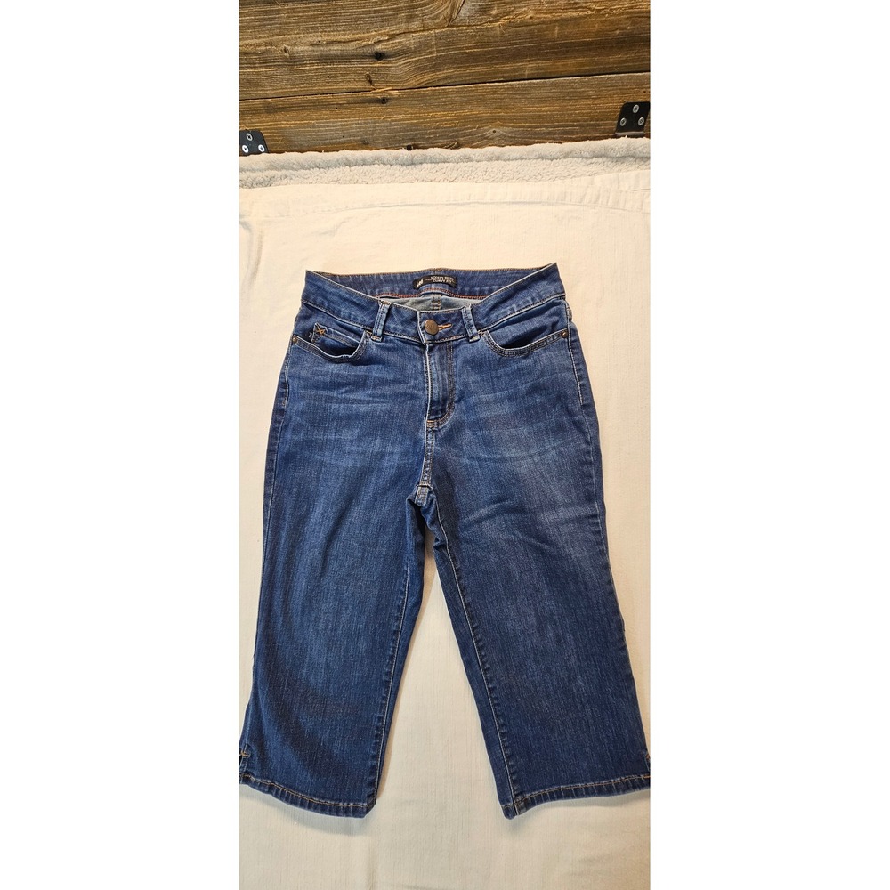 Lee Modern Series Curvy Fit Denim Capris Dark Wash Cropped Jeans Size 8M
